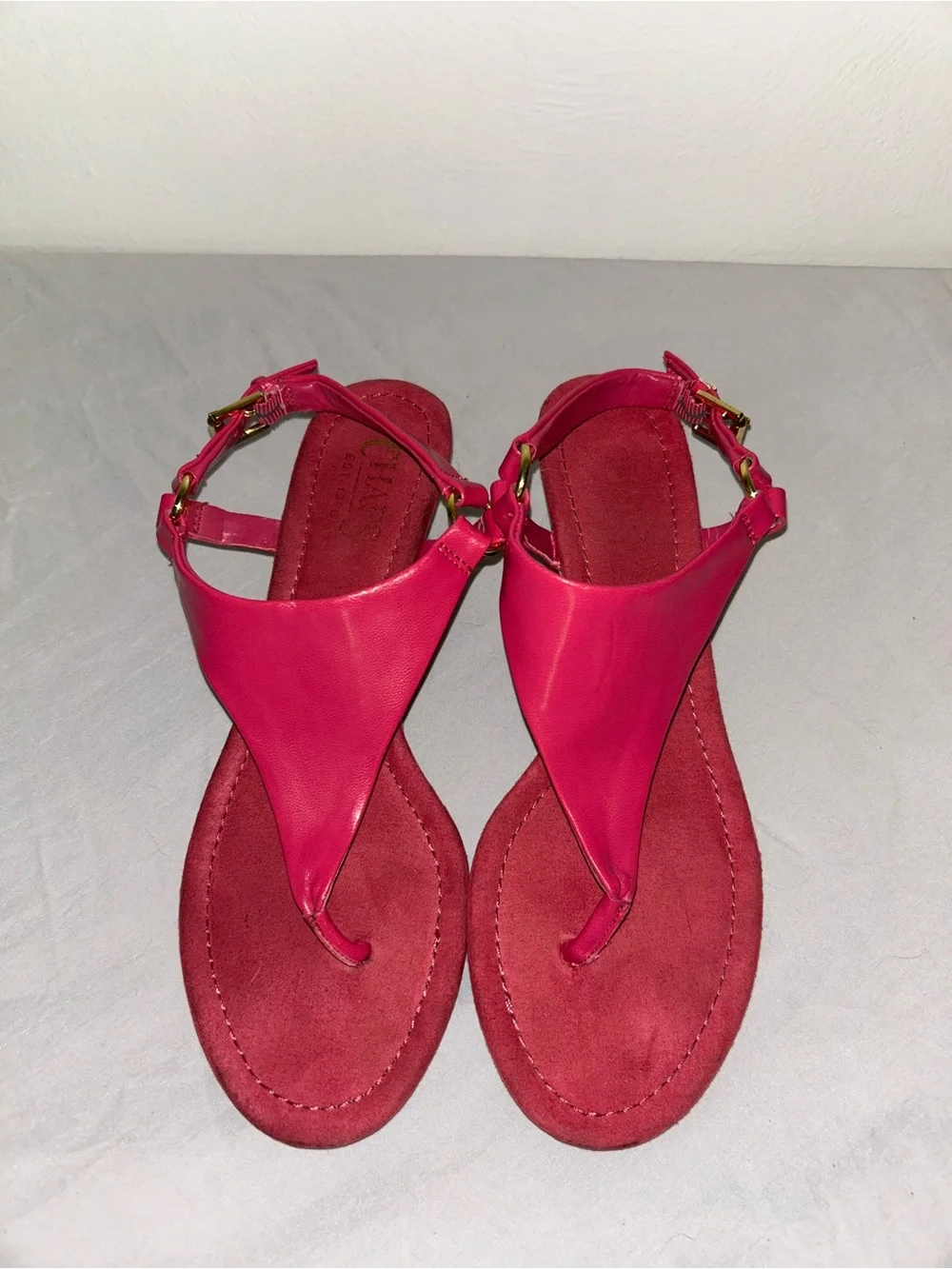 Carlos Santana Hot Pink Cork Heel Thong Sandals